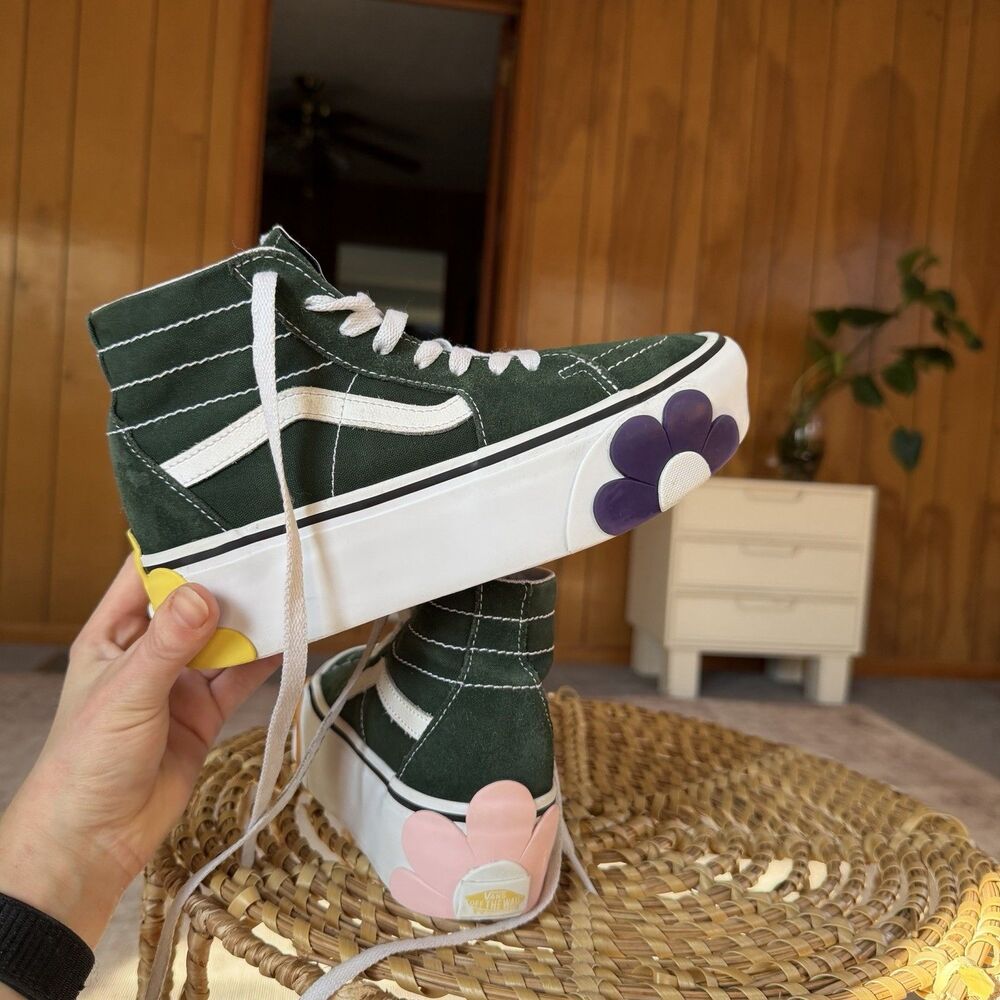 VANS SK8-HI TAPERED STACKFORM OSF SHOE Canvas Dark Green Floral Womens US 6.5 - Picture 13 of 16